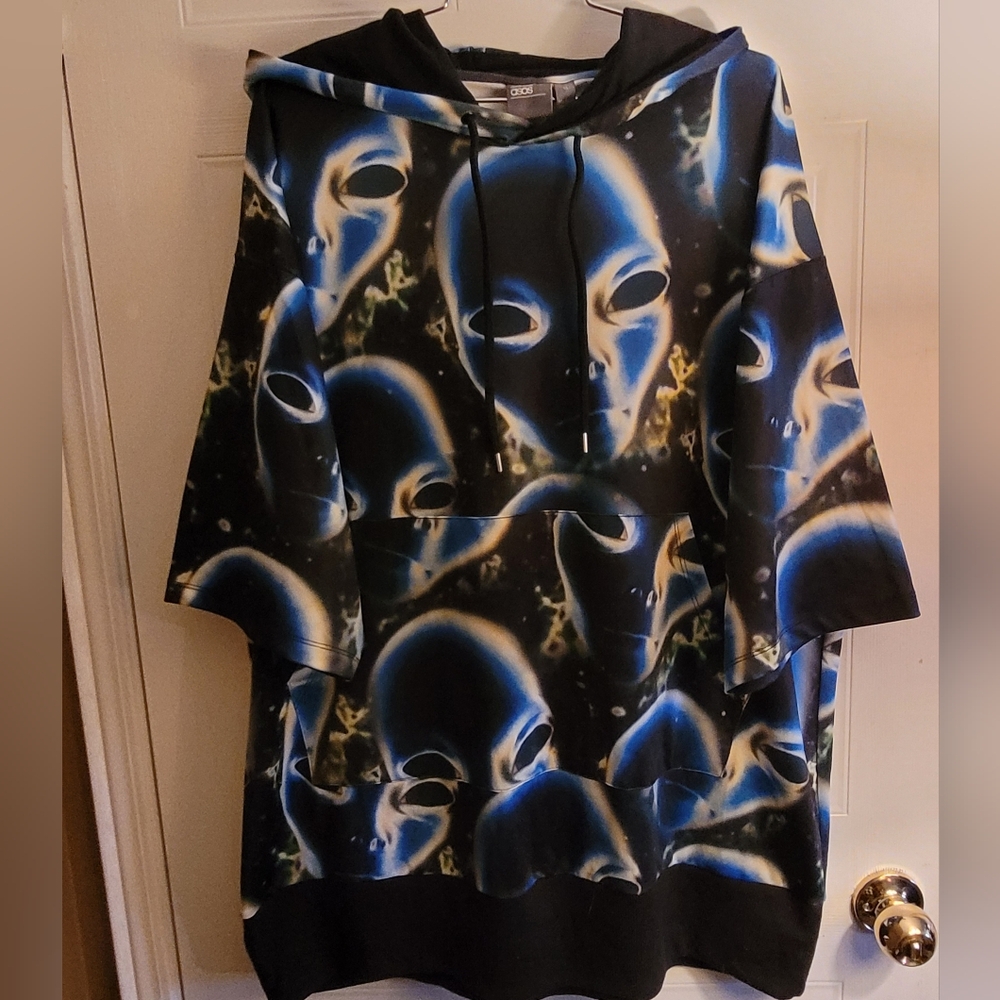 ASOS alien print short sleeved hoodie
